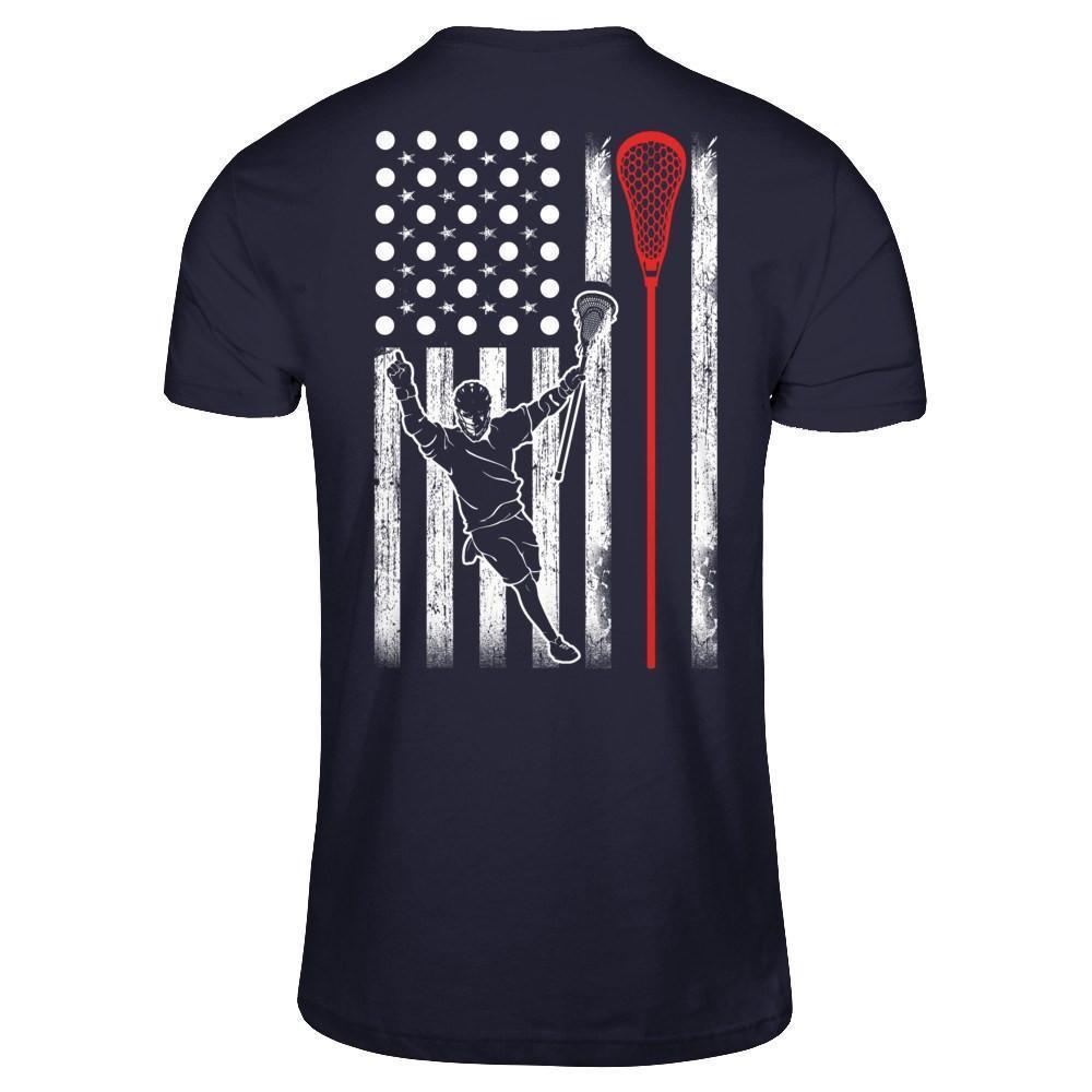 Lacrosse American Flag-T-Shirt & Hoodie-Premium T-Shirt-Midnight Navy
