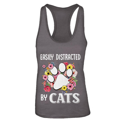 Easily Distracted By Cats-T-Shirt & Tank Top-Women's Ideal Racerback Tank-Dark Grey