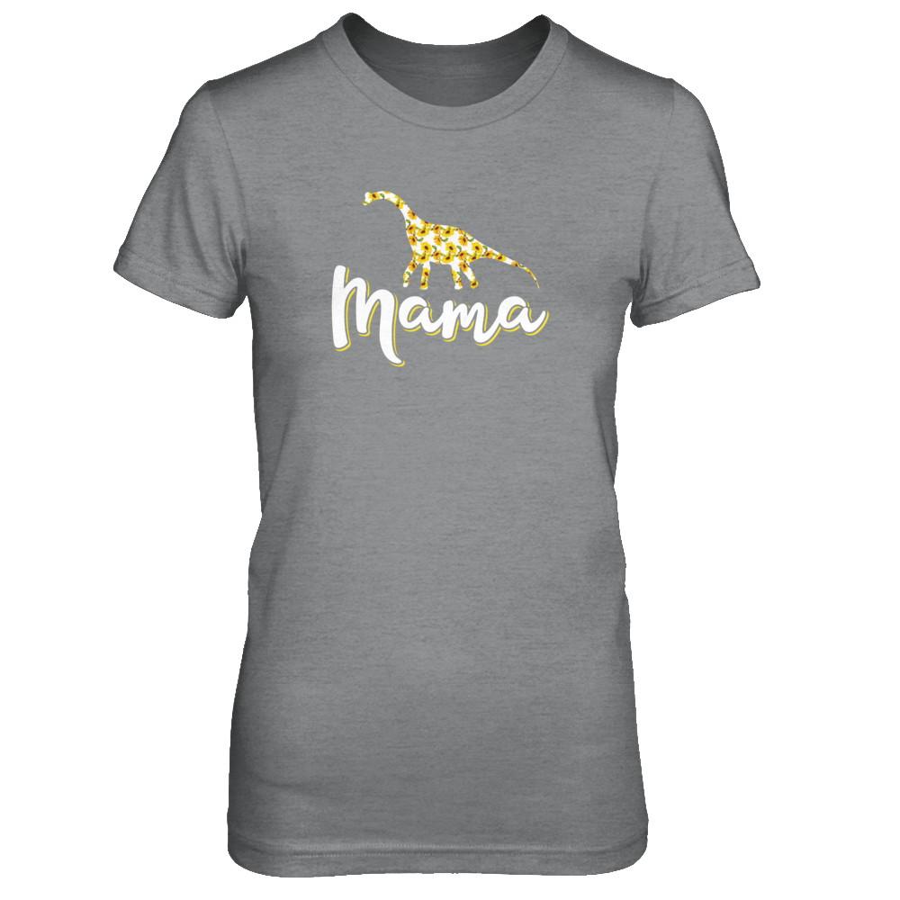 Sunflower Mama Saurus Dinosaur Mothers Day Gift-T-Shirt & Tank Top-Women's T-Shirt-Sport Grey