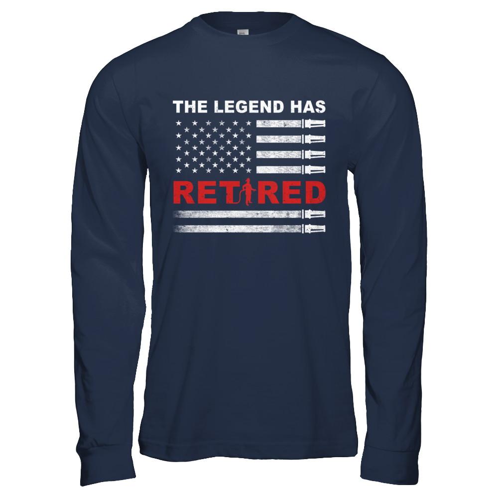 The Legend Has Retired Firefighter Retirement Gift-T-Shirt & Hoodie-Long Sleeve T-Shirt-Navy