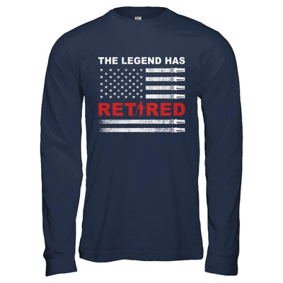 The Legend Has Retired Firefighter Retirement Gift-T-Shirt & Hoodie-Long Sleeve T-Shirt-Navy