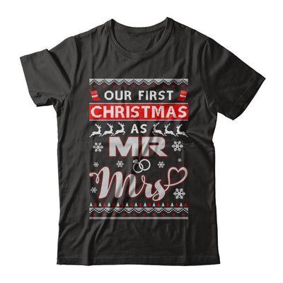 Couple Wife Husband Our First Christmas As Mr & Mrs Sweater-T-Shirt & Sweatshirt-Premium T-Shirt-Black