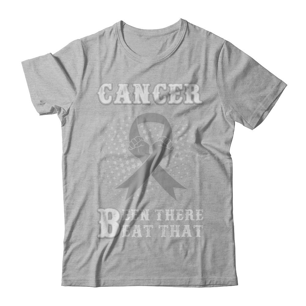 Brain Cancer Been There Beat That Grey Gray Awareness Ribbon-T-Shirt & Hoodie-Premium T-Shirt-Heather Gray