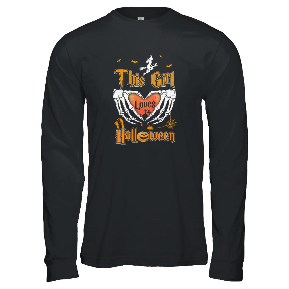 This Girl Loves Halloween-T-Shirt & Tank Top-Long Sleeve T-Shirt-Black