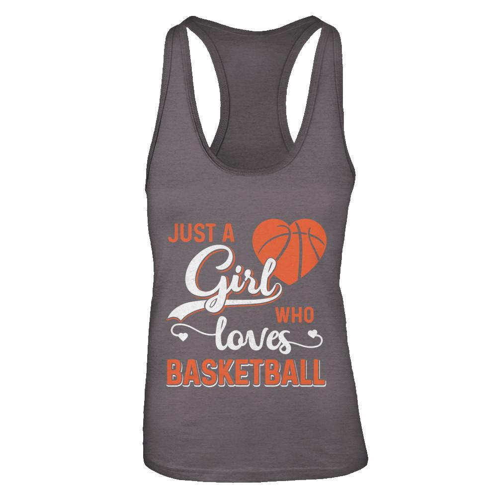 Just A Girl Who Loves Basketball-T-Shirt & Tank Top-Women's Ideal Racerback Tank-Dark Grey