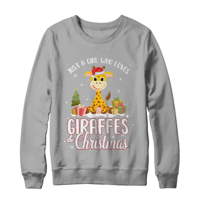 Just A Girl Who Loves Giraffes And Christmas-T-Shirt & Sweatshirt-Crewneck Sweatshirt-Light Steel