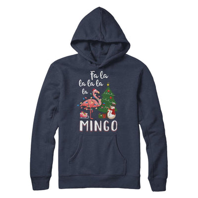 Cute Pink Flamingo Santa Hat Merry Christmas-T-Shirt & Hoodie-Pullover Hoodie-Navy