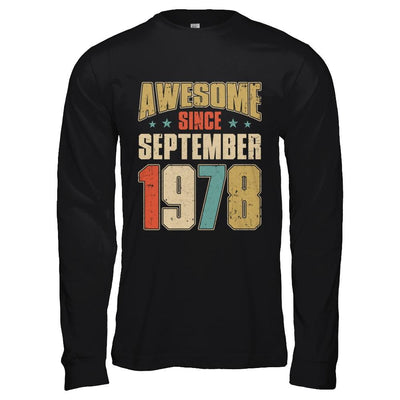 Vintage Retro Awesome Since September 1978 43th Birthday-T-Shirt & Hoodie-Long Sleeve T-Shirt-Black