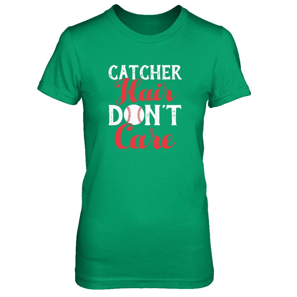 Catcher Hair Don't Care Baseball-T-Shirt & Tank Top-Women's T-Shirt-Irish Green