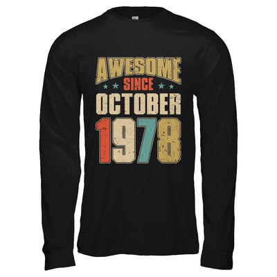 Vintage Retro Awesome Since October 1978 43th Birthday-T-Shirt & Hoodie-Long Sleeve T-Shirt-Black