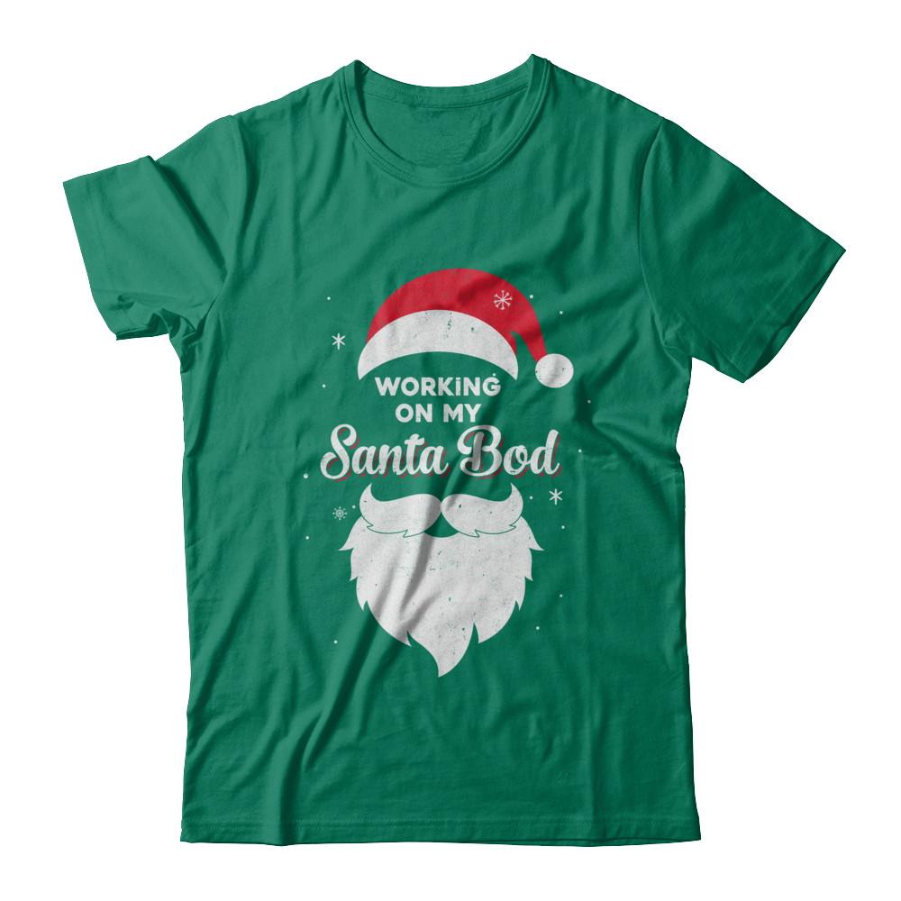 Working On My Santa Bod Pajamas Dad Papa Christmas-T-Shirt & Sweatshirt-Classic T-Shirt-Kelly Green