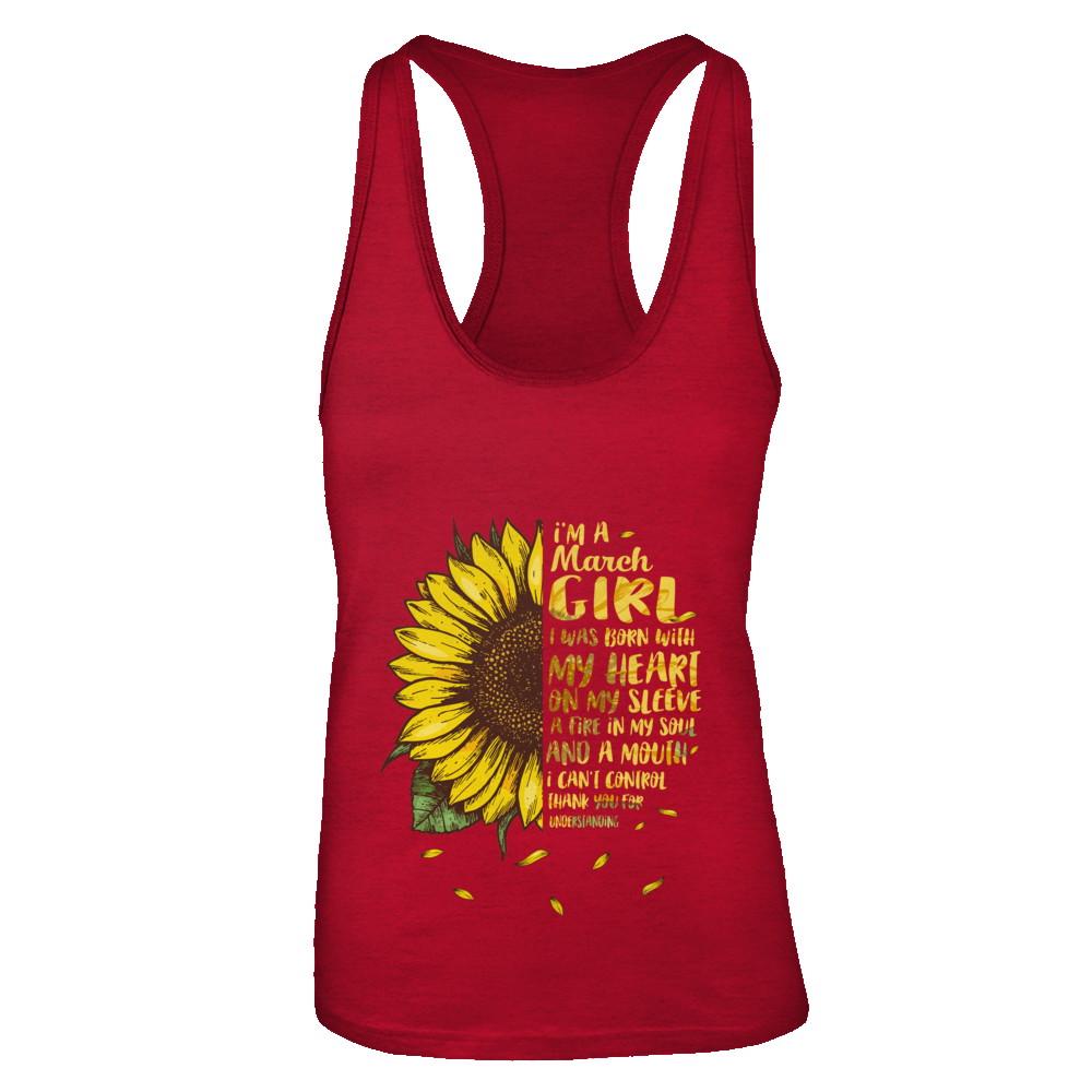 I Am A March Girl Birthday Gifts Sunflower-T-Shirt & Tank Top-Women's Ideal Racerback Tank-Red