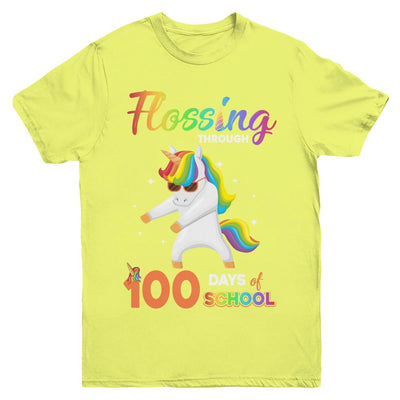 Flossing through 100 Days of School Unicorn Girl Youth-Youth Shirt-Youth T-Shirt-Daisy