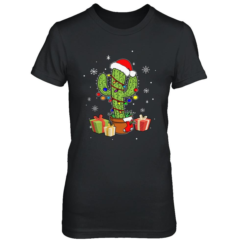 Merry Christmas Succulent Plants Christmas Cactus-T-Shirt & Sweatshirt-Women's T-Shirt-Black