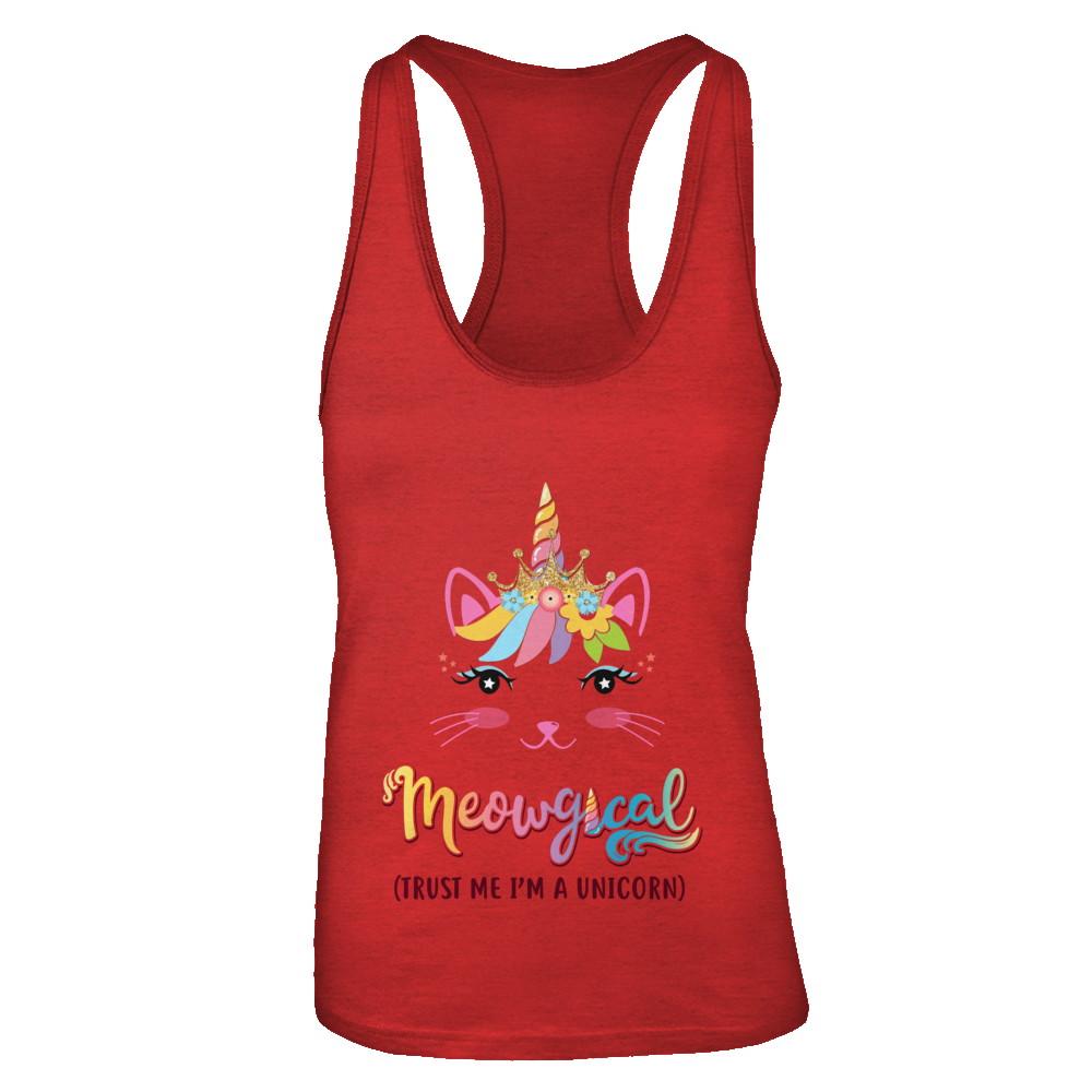 Caticorn Kittycorn Rainbow Meowgical Cat Unicorn Cute-T-Shirt & Tank Top-Women's Ideal Racerback Tank-Red