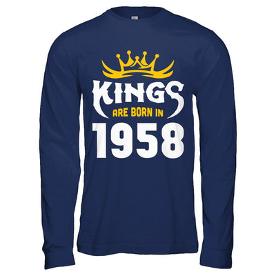 Kings Are Born In 1958 Birthday Gift-T-Shirt & Hoodie-Long Sleeve T-Shirt-Navy