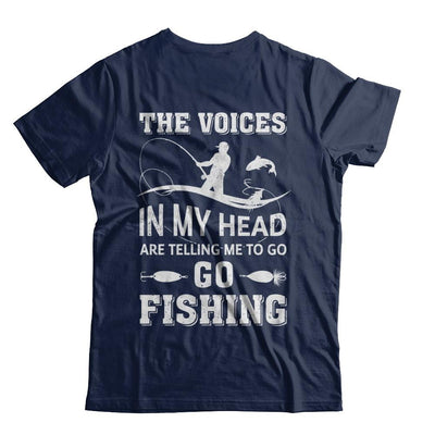 The Voices In My Head Are Telling Me To Go Fishing-T-Shirt & Hoodie-Classic T-Shirt-Navy