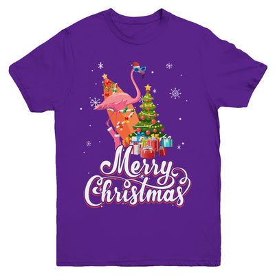 Flamingo Christmas Gift Merry Christmas Flamingo Youth-Youth Shirt-Youth T-Shirt-Purple
