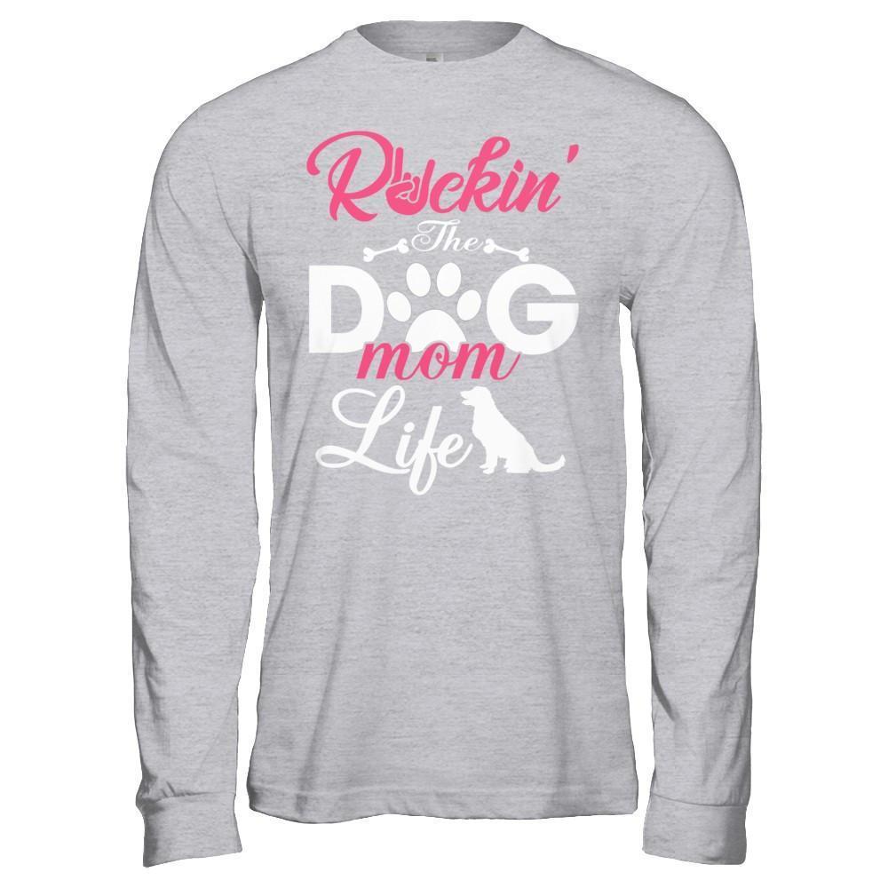 Rockin' The Dog Mom Life-T-Shirt & Hoodie-Long Sleeve T-Shirt-Sport Grey