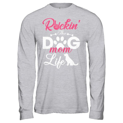 Rockin' The Dog Mom Life-T-Shirt & Hoodie-Long Sleeve T-Shirt-Sport Grey