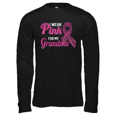 I Wear Pink For My Grandma Breast Cancer Awareness-T-Shirt & Hoodie-Long Sleeve T-Shirt-Black