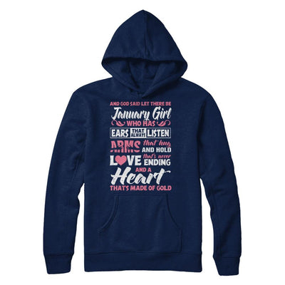 And God Said Let There Be January Girl Ears Arms Love Heart-T-Shirt & Hoodie-