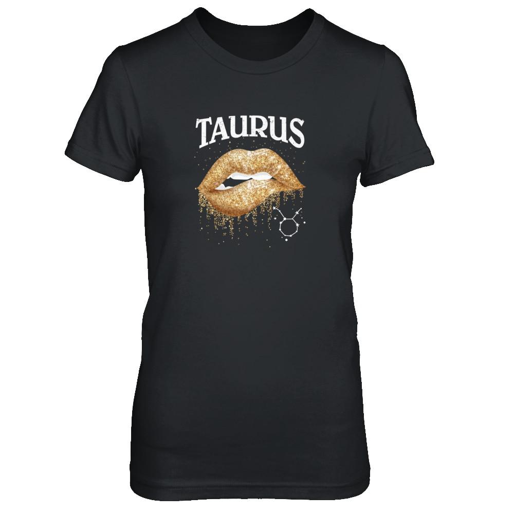 Taurus Zodiac April May Birthday Gift Golden Lipstick-T-Shirt & Tank Top-Women's T-Shirt-Black
