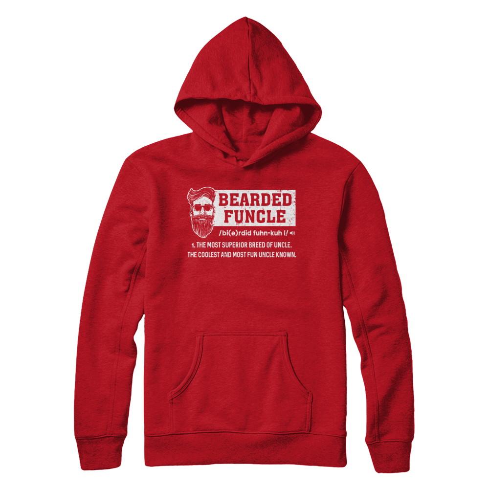 Bearded Funcle Funny Uncle Definition Beard-T-Shirt & Hoodie-Pullover Hoodie-Red