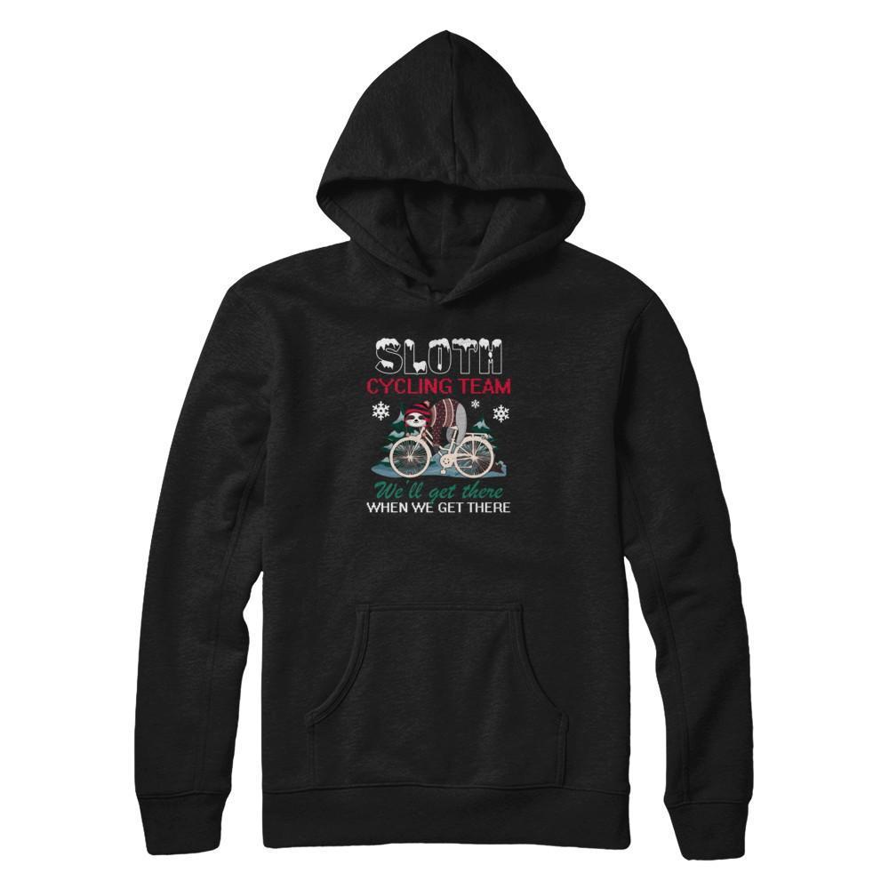 Sloth Cycling Team Lazy Sloth Sleeping On Bicycle Winter Snow-T-Shirt & Tank Top-Pullover Hoodie-Black