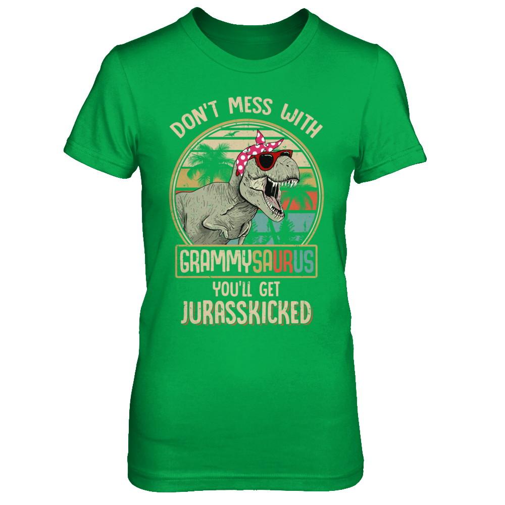 Don't Mess With Grammysaurus You'll Get Jurasskicked-T-Shirt & Hoodie-Women's T-Shirt-Irish Green