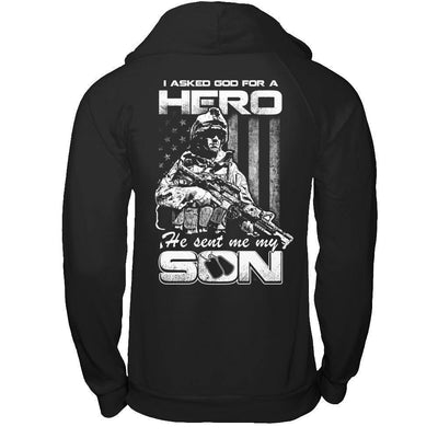 I Asked God For A Hero He Sent Me My Son-T-Shirt & Hoodie-Pullover Hoodie-Black