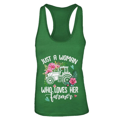 Just A Woman Who Loves Her Farmer-T-Shirt & Tank Top-Women's Ideal Racerback Tank-Kelly Green