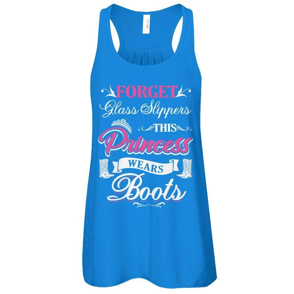 Forget Glass Slippers This Princess Wears Boots-T-Shirt & Tank Top-Women's Flowy Racerback Tank-True Royal