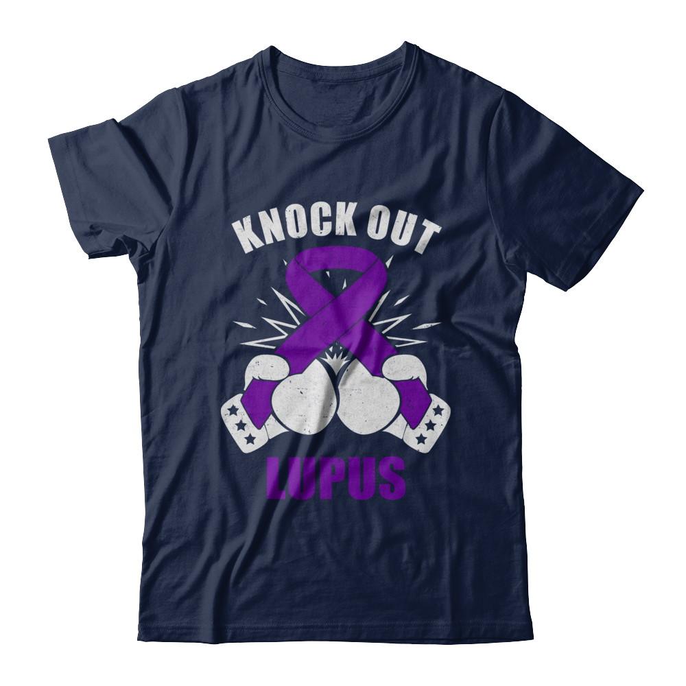 Boxing knock out Lupus Awareness Support-T-Shirt & Hoodie-Classic T-Shirt-Navy