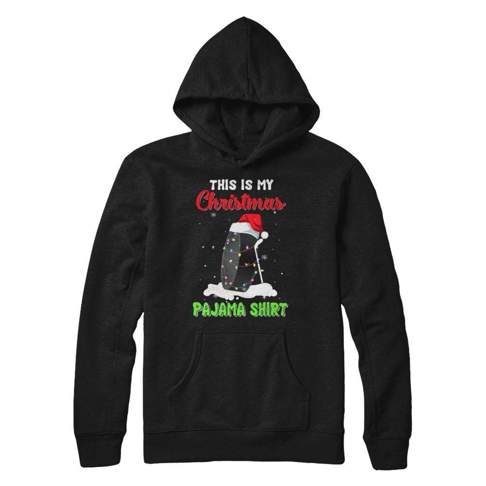 This Is My Christmas Pajama Xmas Hockey Santa-T-Shirt & Sweatshirt-Pullover Hoodie-Black