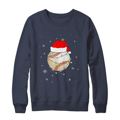 Santa Hat Baseball Christmas Gifts-T-Shirt & Sweatshirt-Crewneck Sweatshirt-Navy