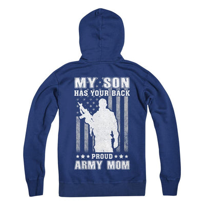 American Flag MY SON HAS YOUR BACK PROUD ARMY MOM-T-Shirt & Hoodie-Hanes - Heavyweight Pullover Hoodie-Deep Royal