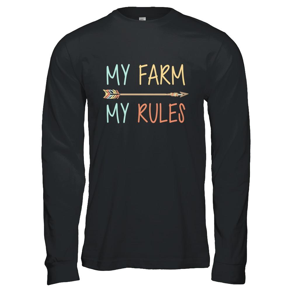 My Farm My Rules Farming-T-Shirt & Hoodie-Long Sleeve T-Shirt-Black