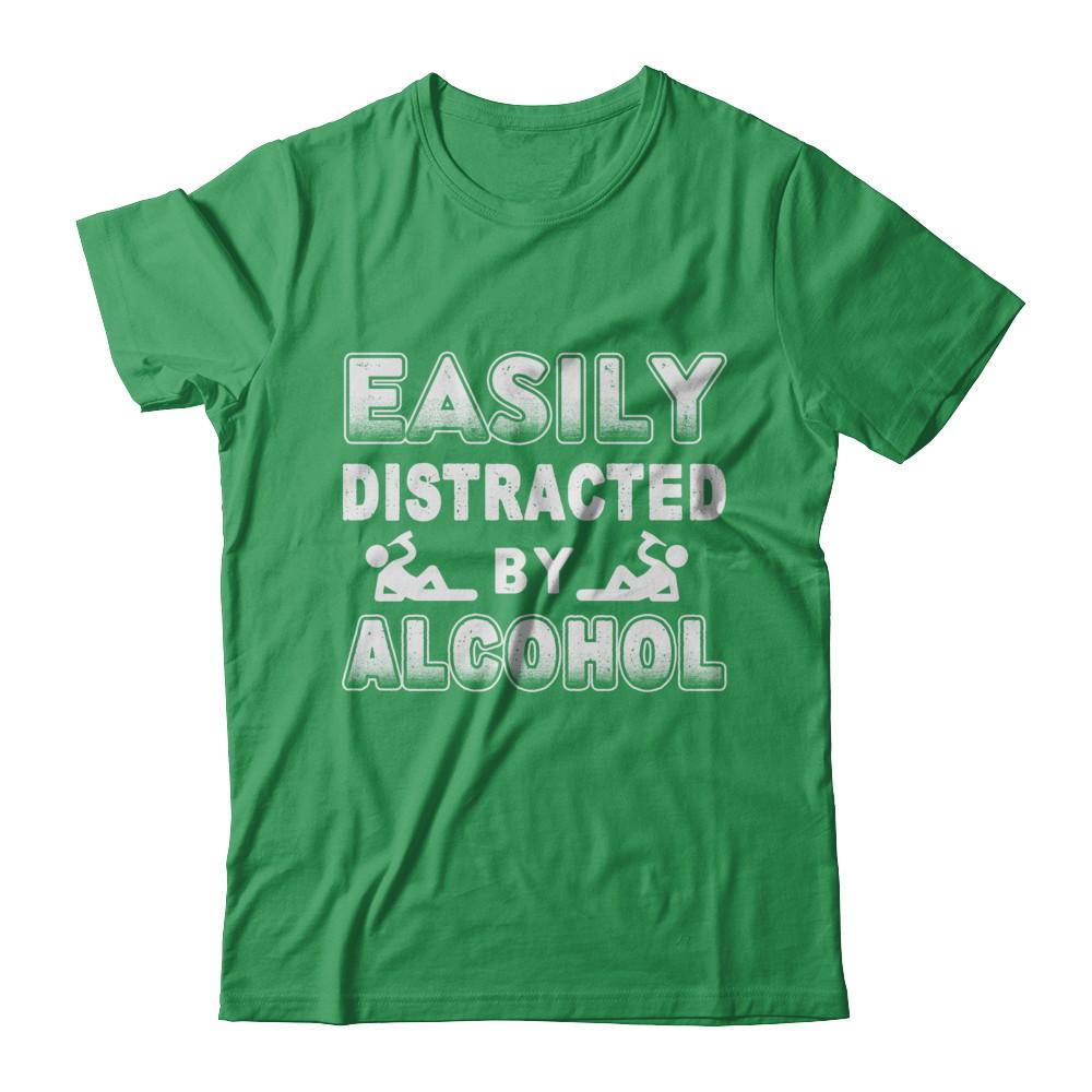 Easily Distracted By Alcohol Wine Beer-T-Shirt & Hoodie-Premium T-Shirt-Kelly Green
