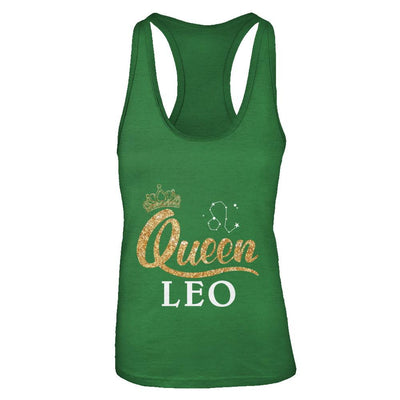 Queen Leo Zodiac July August Birthday Gift-T-Shirt & Tank Top-Women's Ideal Racerback Tank-Kelly Green