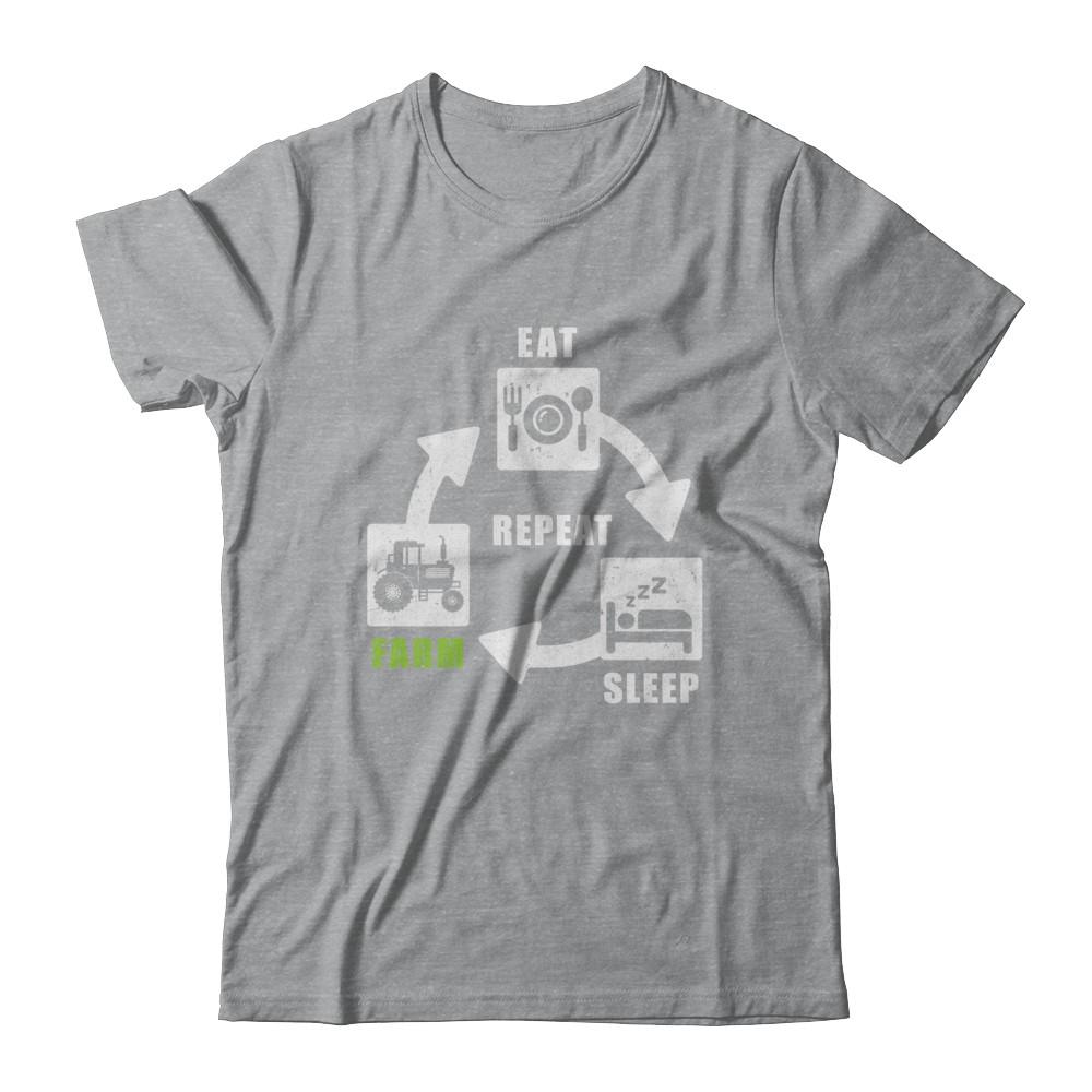 Eat Sleep Farm Repeat Farmer Farming Tractor-T-Shirt & Hoodie-Classic T-Shirt-Sport Grey