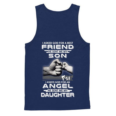 Asked God For A Best Friend He Sent Me My Son & Angel Daughter-T-Shirt & Hoodie-Unisex Tank-Navy