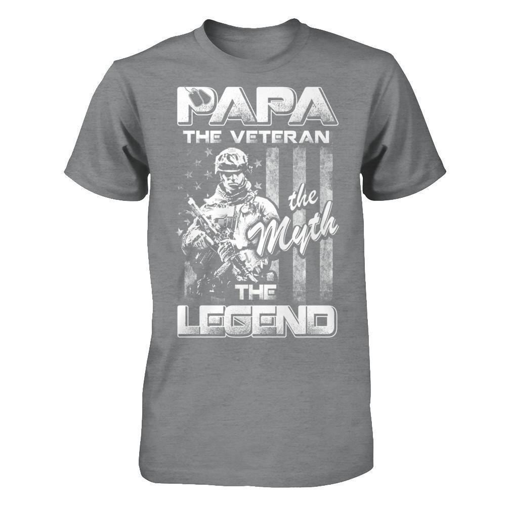 Papa The Veteran The Myth The Legend-T-Shirt & Hoodie-Classic T-Shirt-Sport Grey