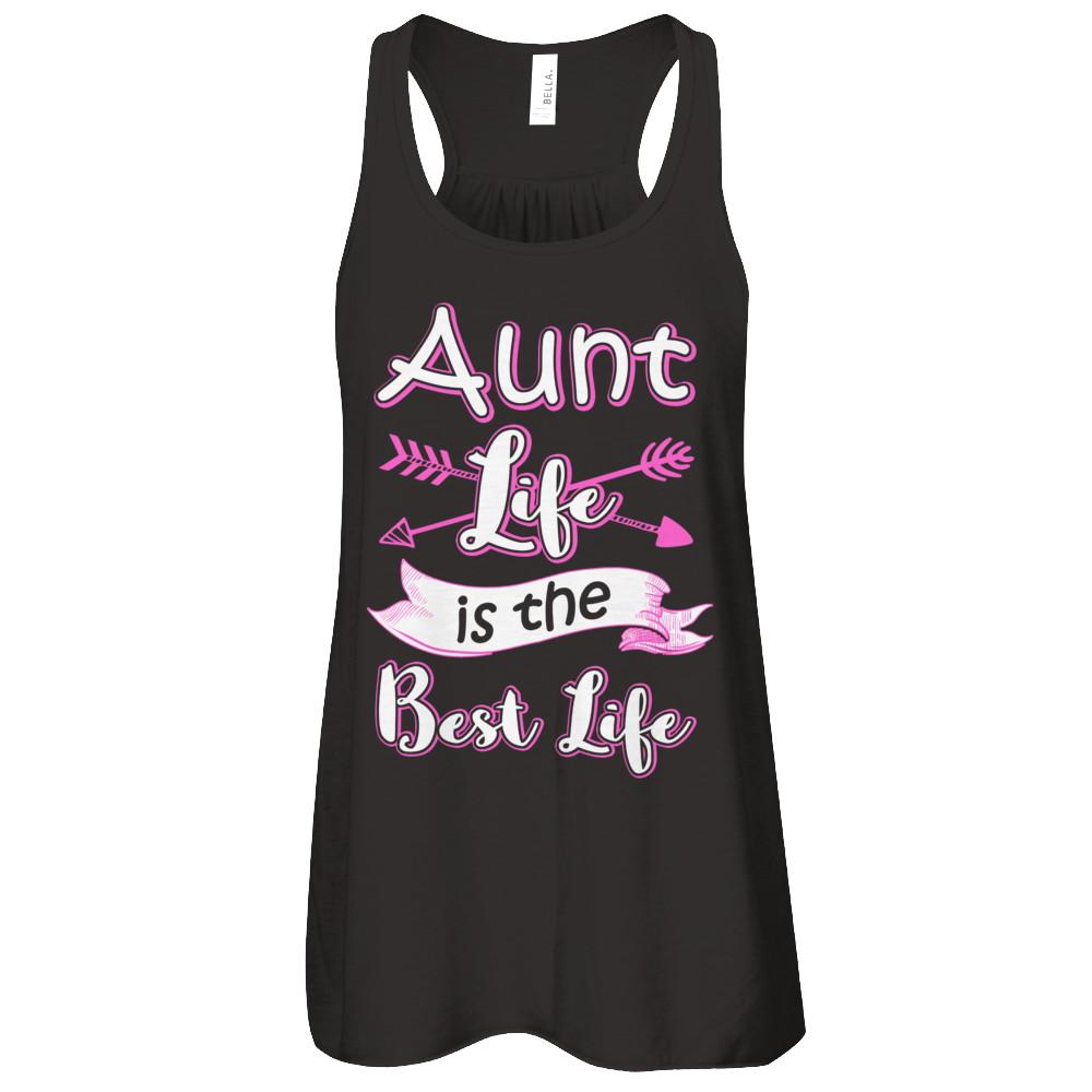 Aunt Life Is The Best Life Faunty Funny Aunty-T-Shirt & Tank Top-Women's Flowy Racerback Tank-Black