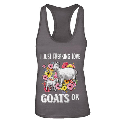 I Just Freaking Love Goats-T-Shirt & Tank Top-Women's Ideal Racerback Tank-Dark Grey