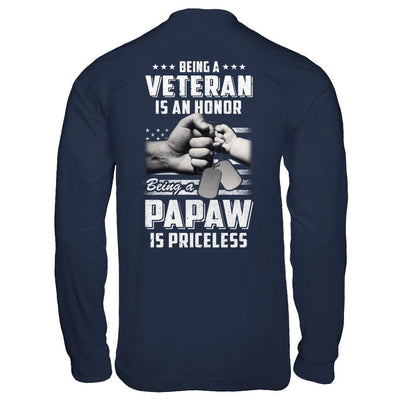 Being A Veteran Is An Honor Being A PaPaw Is Priceless-T-Shirt & Hoodie-Long Sleeve T-Shirt-Navy