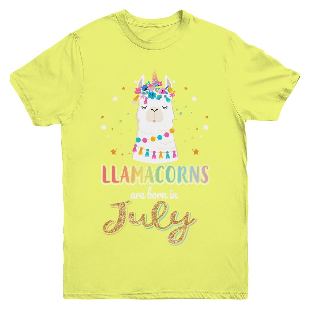 Llama Unicorn Llamacorns Born In July Birthday Gift Youth-Youth Shirt-Youth T-Shirt-Daisy