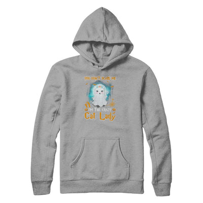 You Don't Scare Me I'm A Crazy Cat Lady Ghost Halloween-T-Shirt & Tank Top-Pullover Hoodie-Light Steel