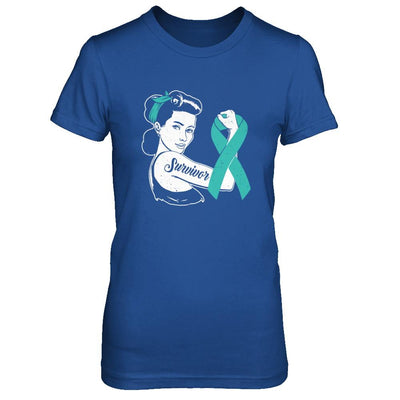 We Can Cure It Ovarian Cancer Teal Awareness Survivor-T-Shirt & Hoodie-Women's T-Shirt-Royal