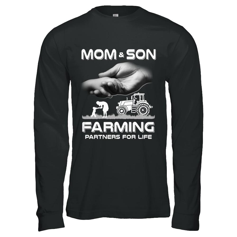 Farmer Mom And Son Farming Partners For Life Mothers Day-T-Shirt & Hoodie-Long Sleeve T-Shirt-Black